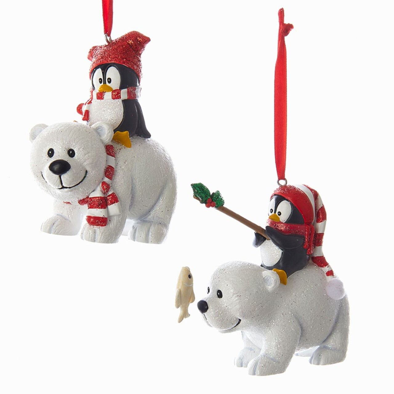CC Christmas Decor 12ct White and Black Bear Christmas Ornaments 4"